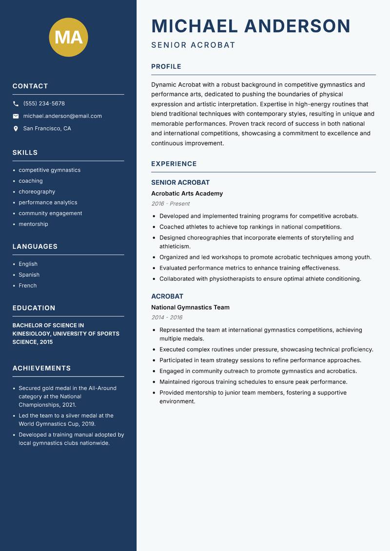 Acrobat resume template — Classic Clean
