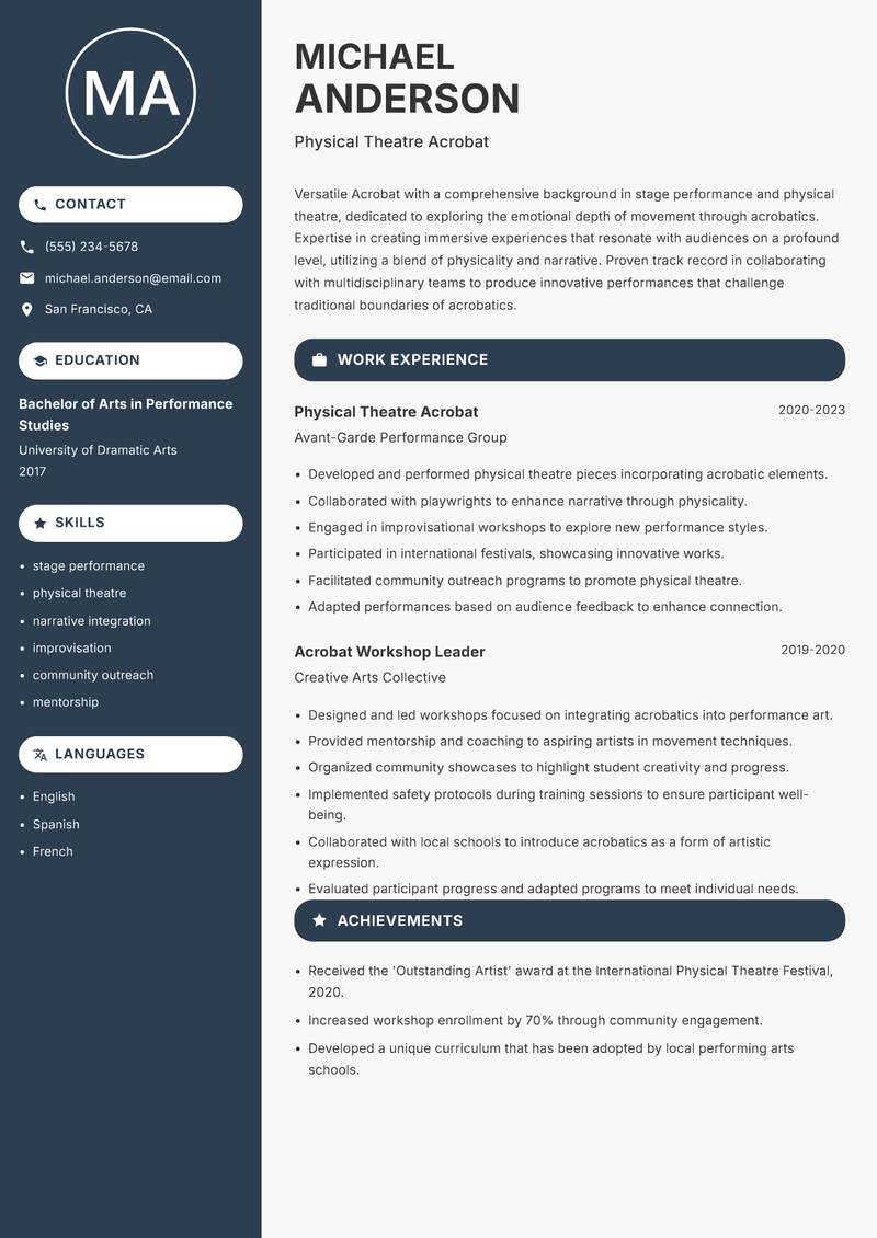 Acrobat resume template — Compact