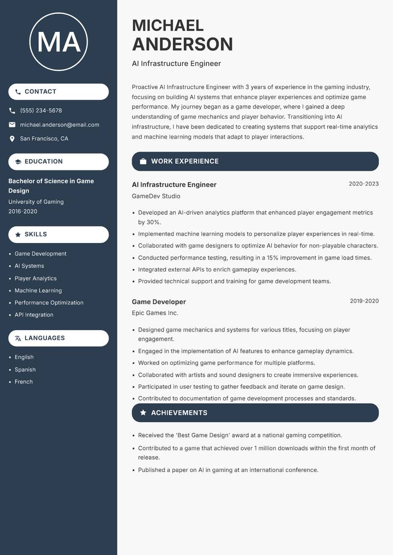 AI Infrastructure Engineer resume template — Compact