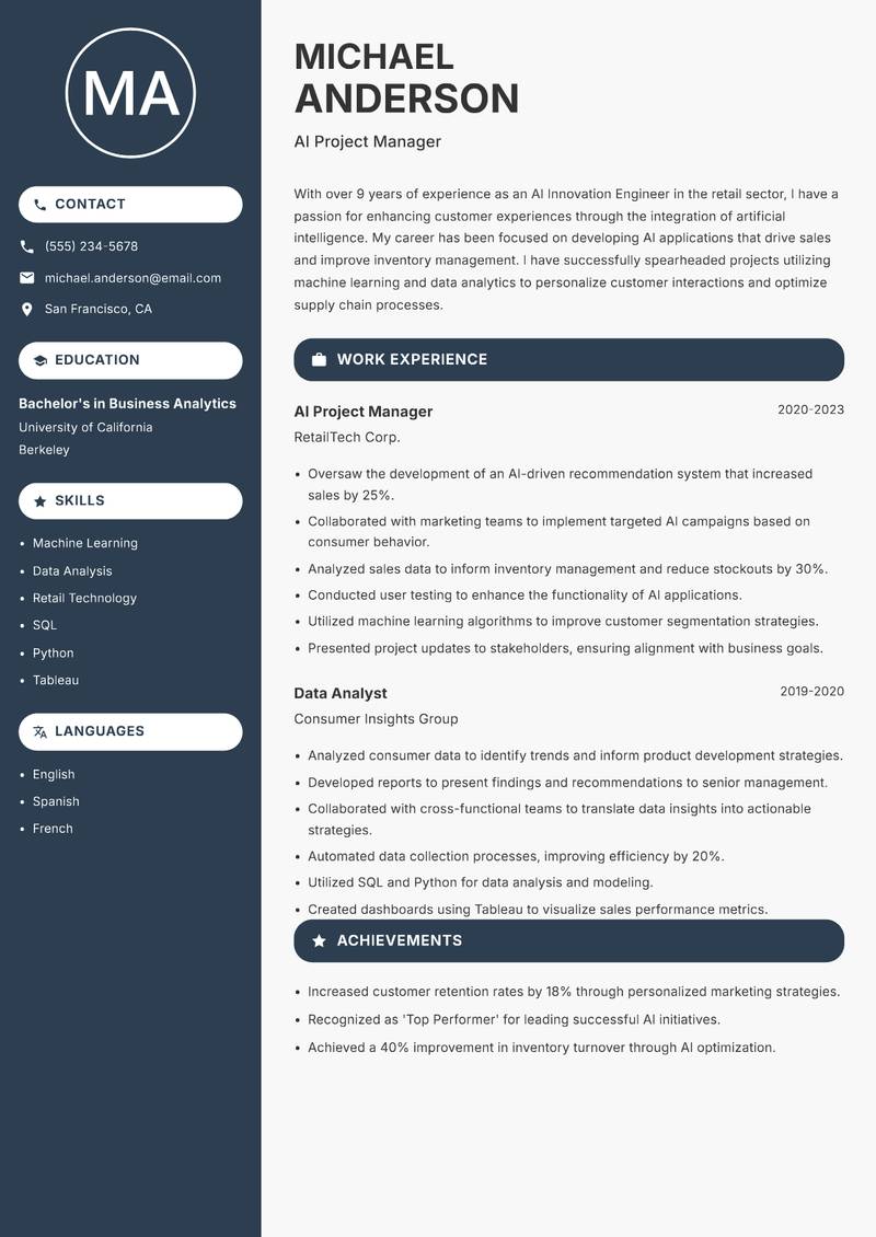 AI Innovation Engineer resume template — Compact