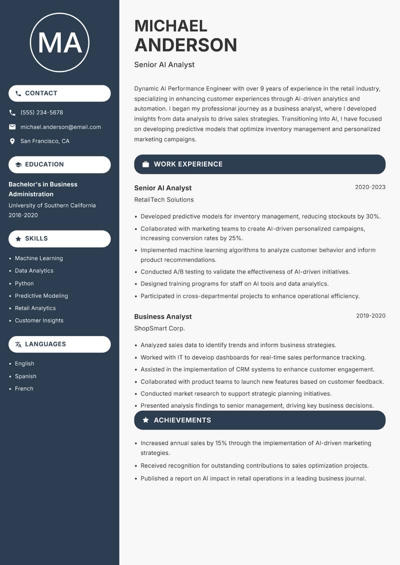 AI Performance Engineer resume template — Compact