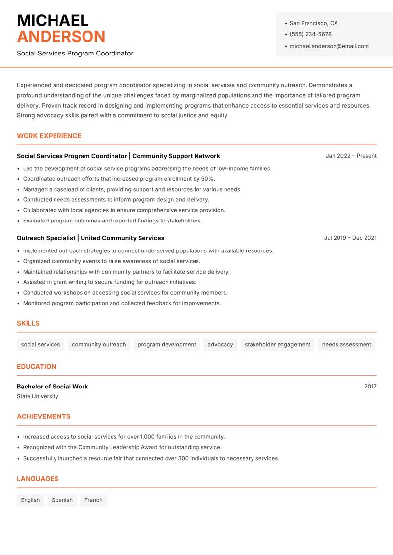 Ashram Program Coordinator resume template — Modern Professional