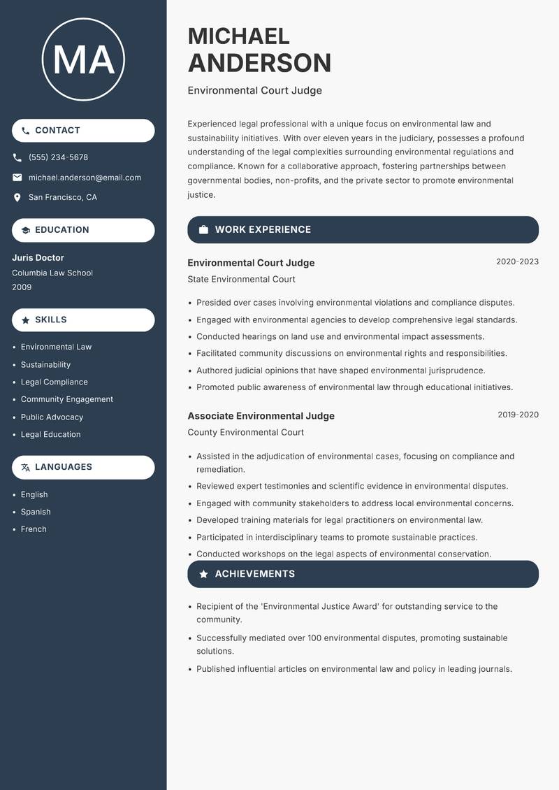 Associate Judge resume template — Compact