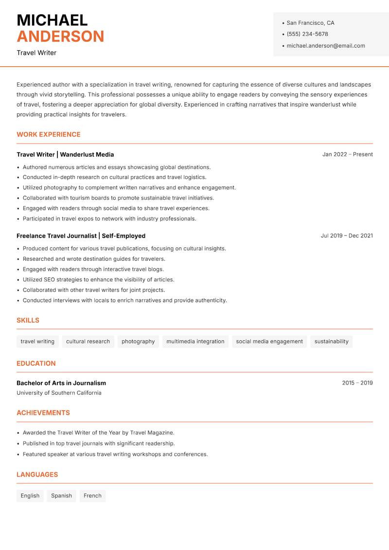 Author resume template — Modern Professional