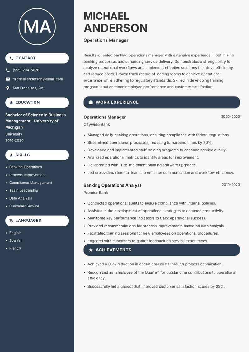 Banker resume template — Compact