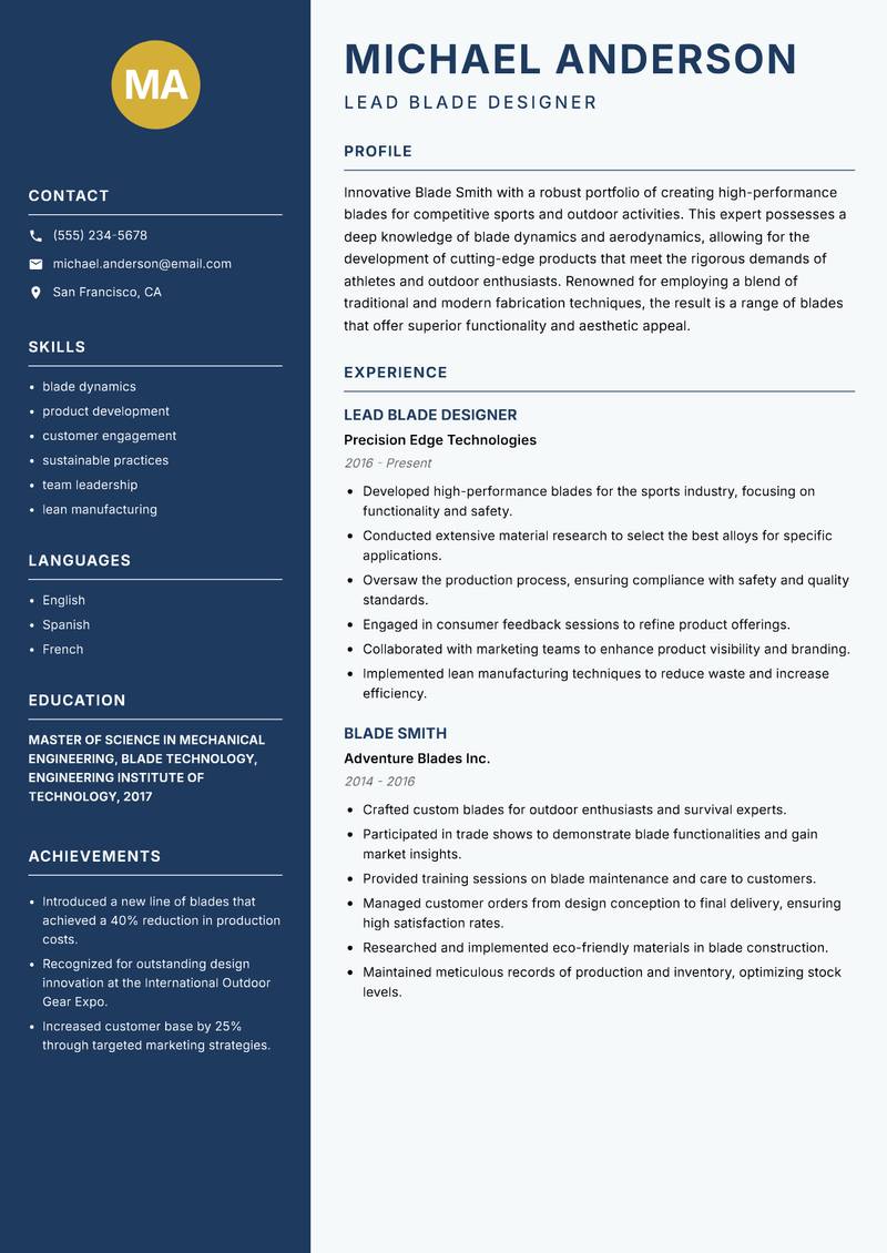 Blade Smith resume template — Classic Clean