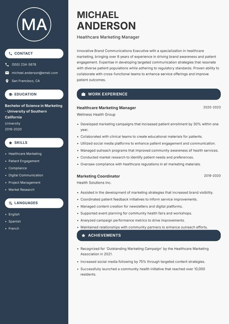 Brand Communications Executive resume template — Compact