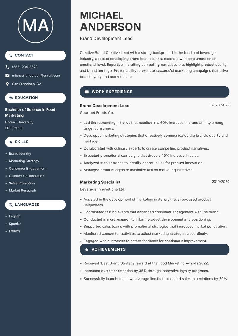 Brand Creative Lead resume template — Compact
