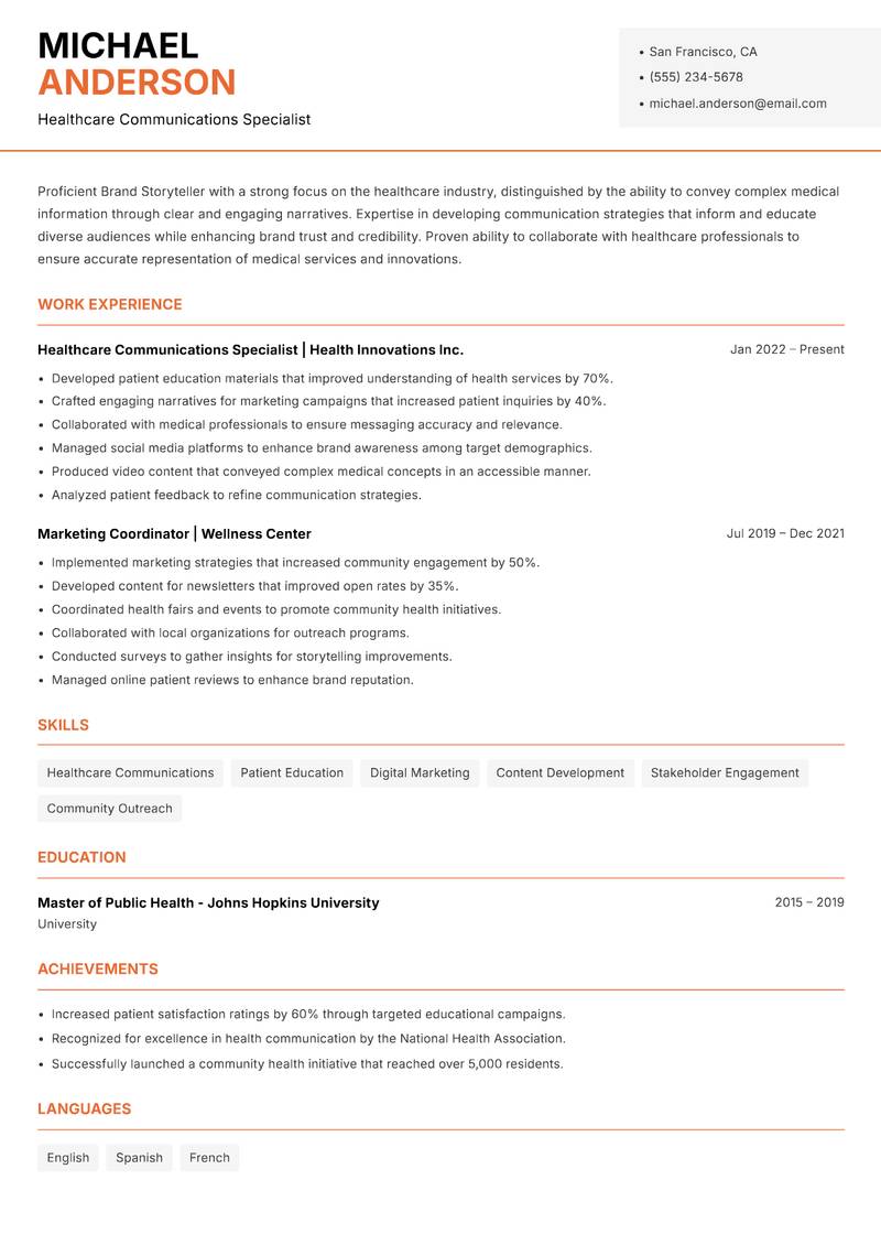 Brand Storyteller resume template — Modern Professional