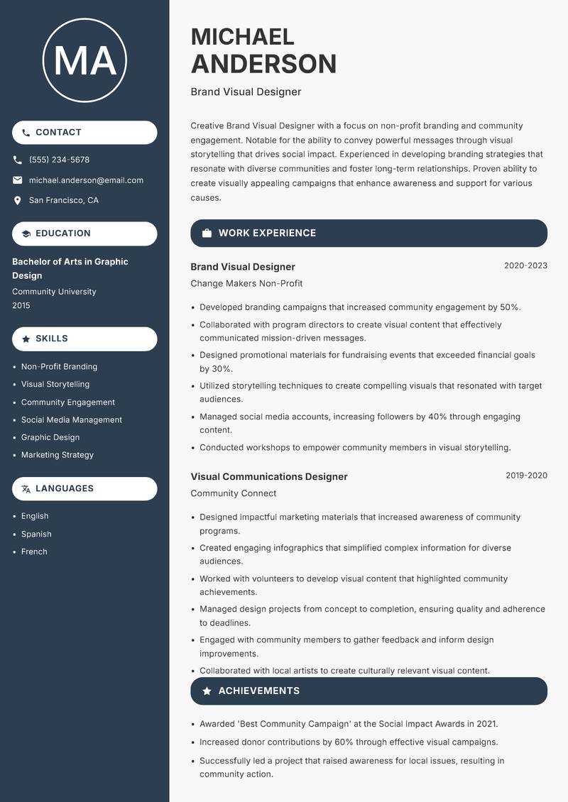 Brand Visual Designer resume template — Compact