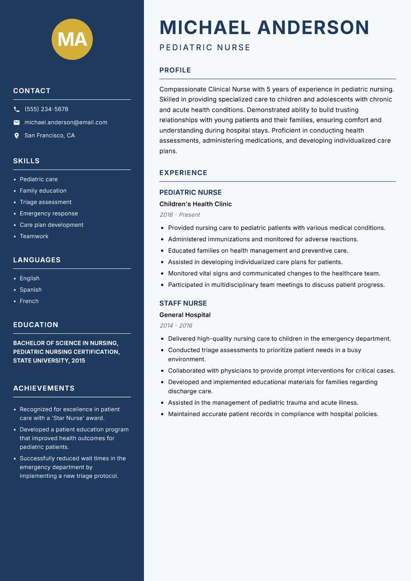 Clinical Nurse resume template — Classic Clean