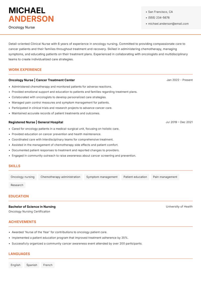 Clinical Nurse resume template — Modern Professional
