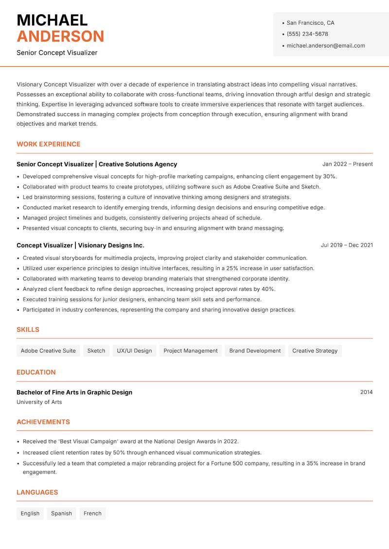 Concept Visualizer resume template — Modern Professional