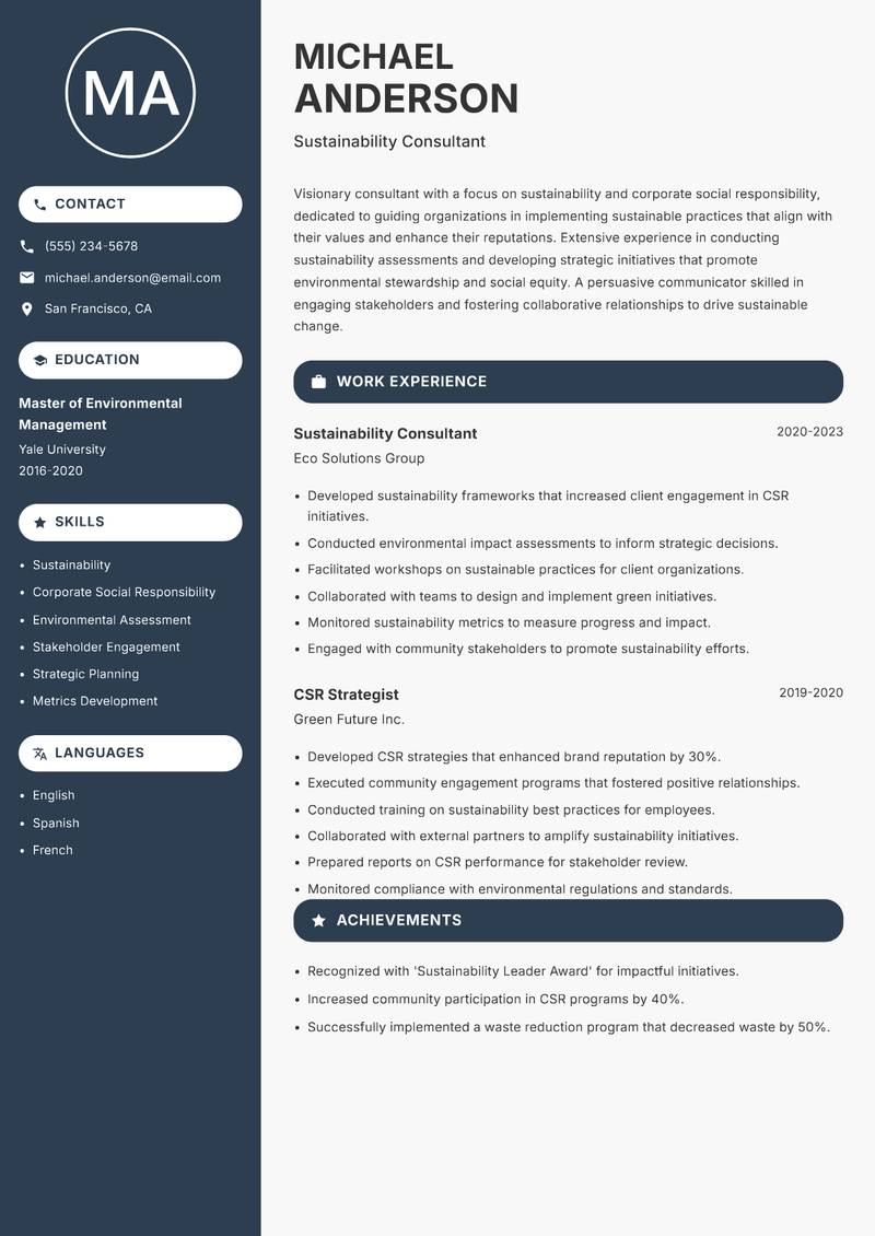 Consultant resume template — Compact
