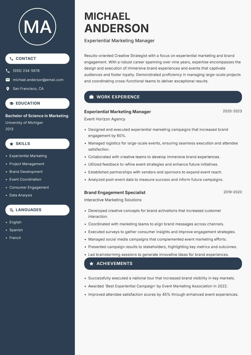 Creative Strategist resume template — Compact