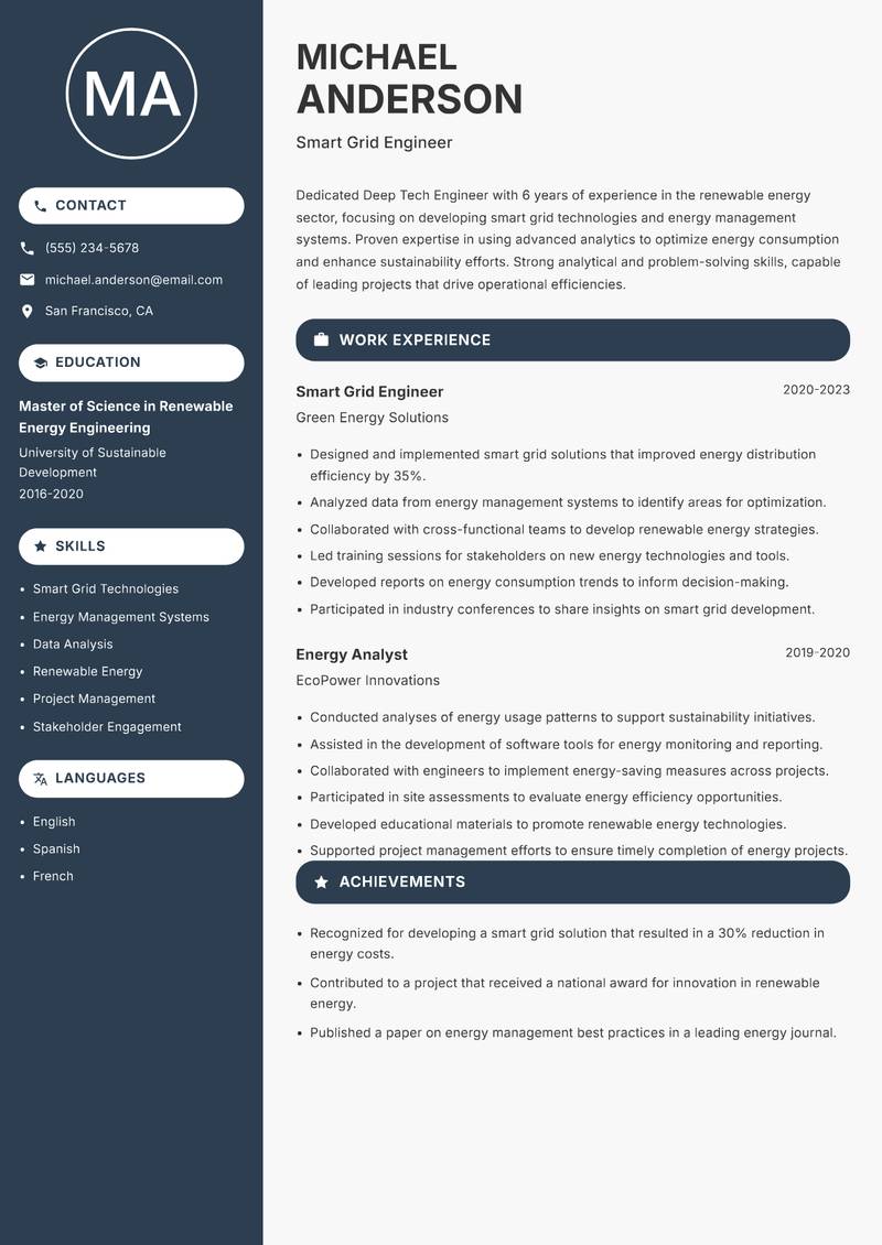 Deep Tech Engineer resume template — Compact