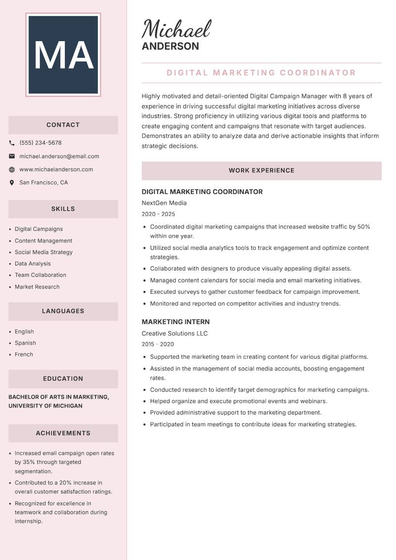 Digital Campaign Manager resume template — Executive