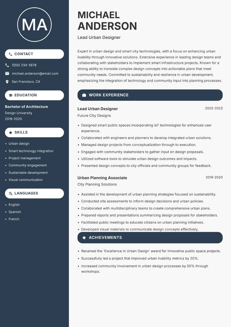 Director of Smart City Programs resume template — Compact