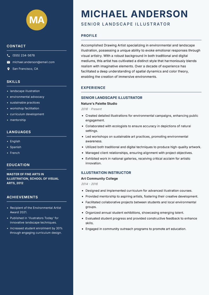 Drawing Artist resume template — Classic Clean