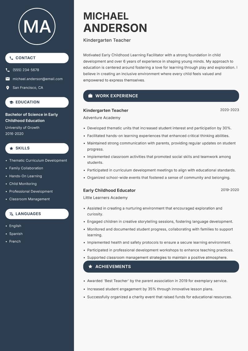 Early Childhood Learning Facilitator resume template — Compact