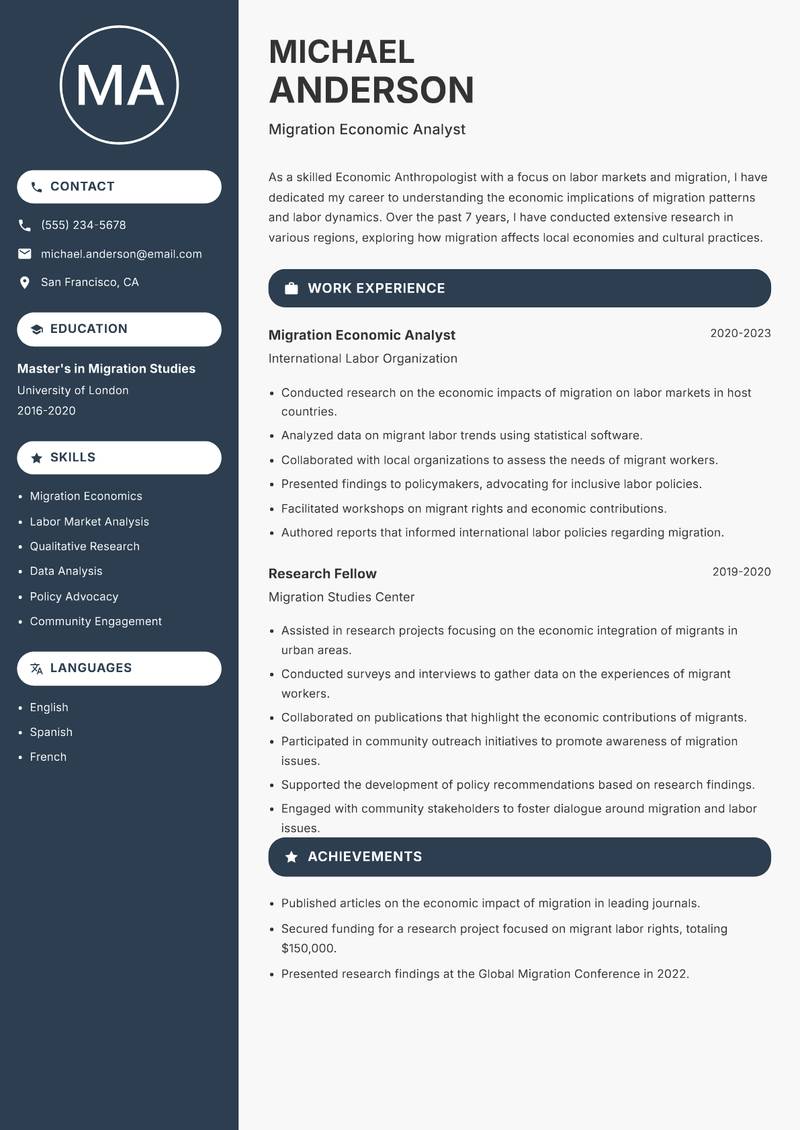 Economic Anthropologist resume template — Compact