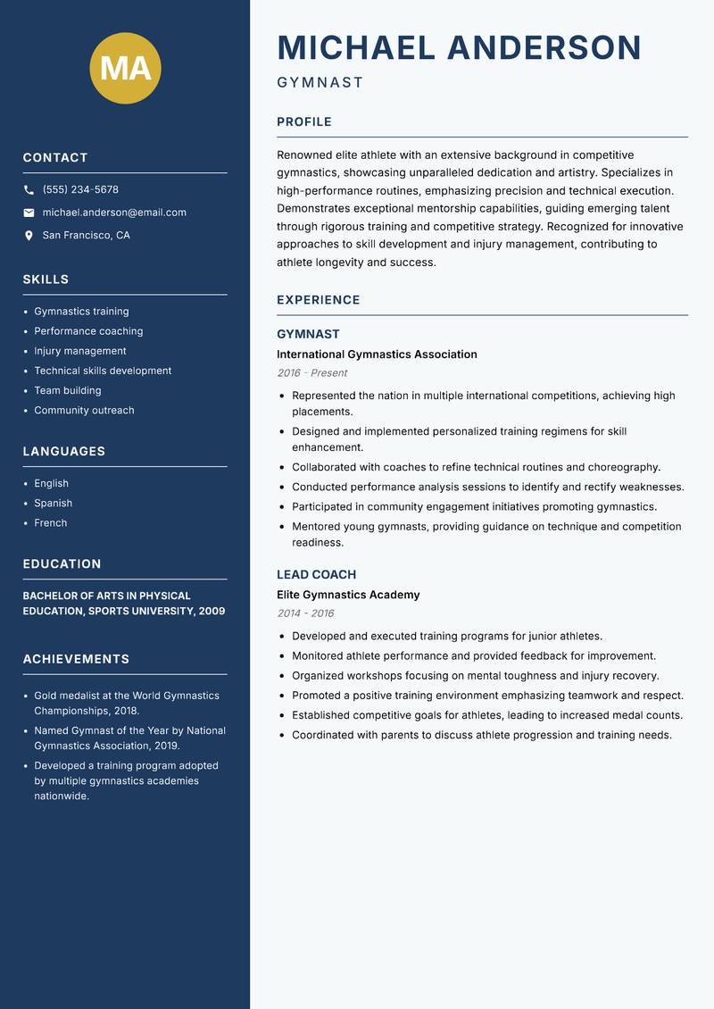 Elite Athlete resume template — Classic Clean