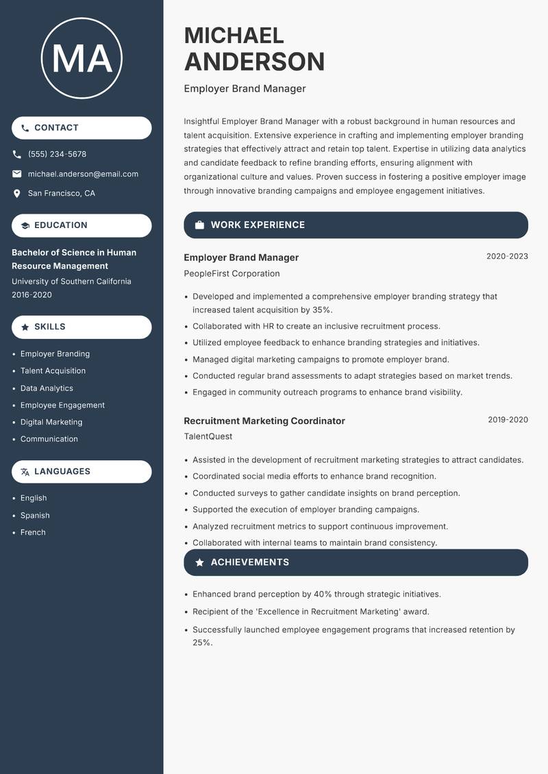 Employer Brand Manager resume template — Compact