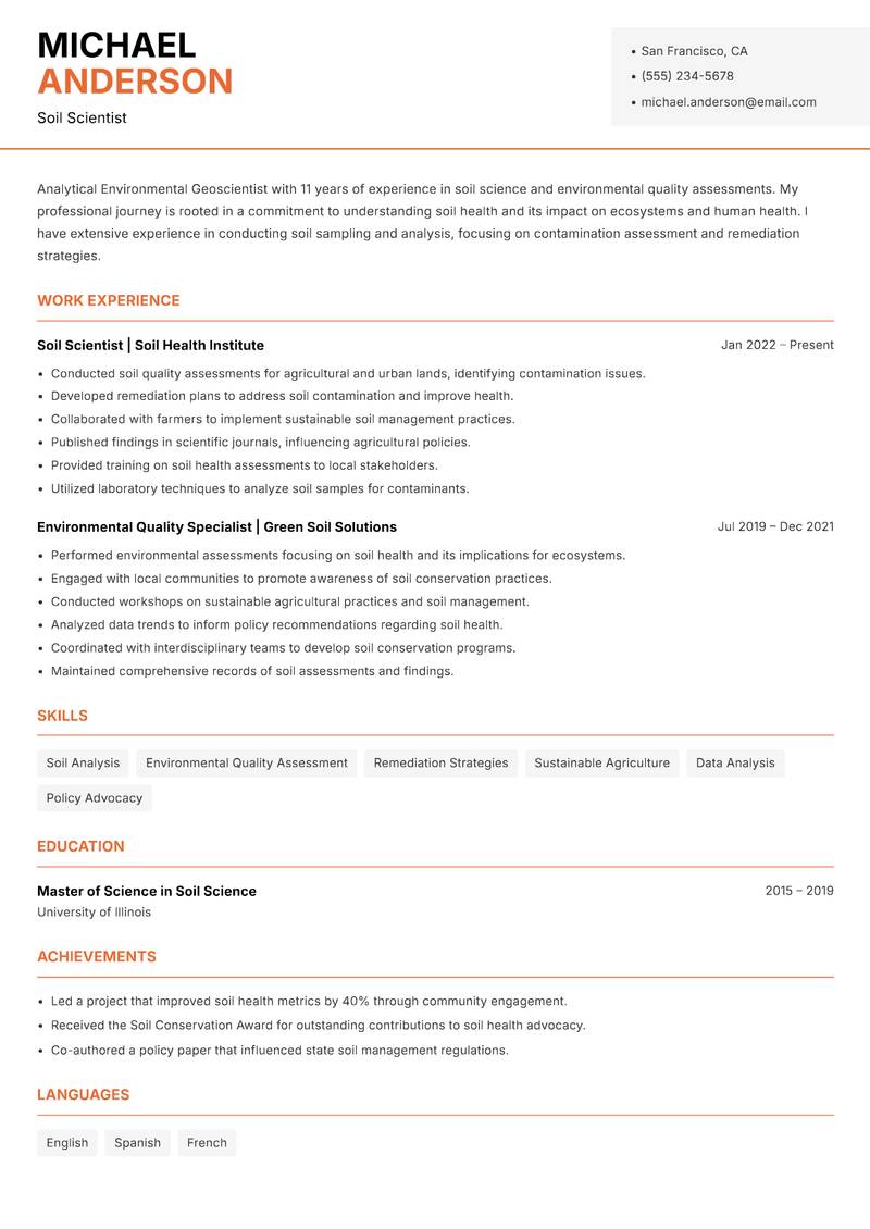 Environmental Geoscientist resume template — Modern Professional