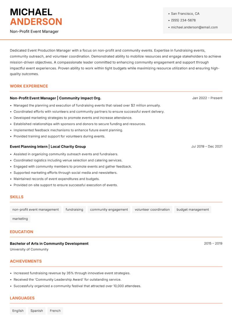 Event Production Manager resume template — Modern Professional