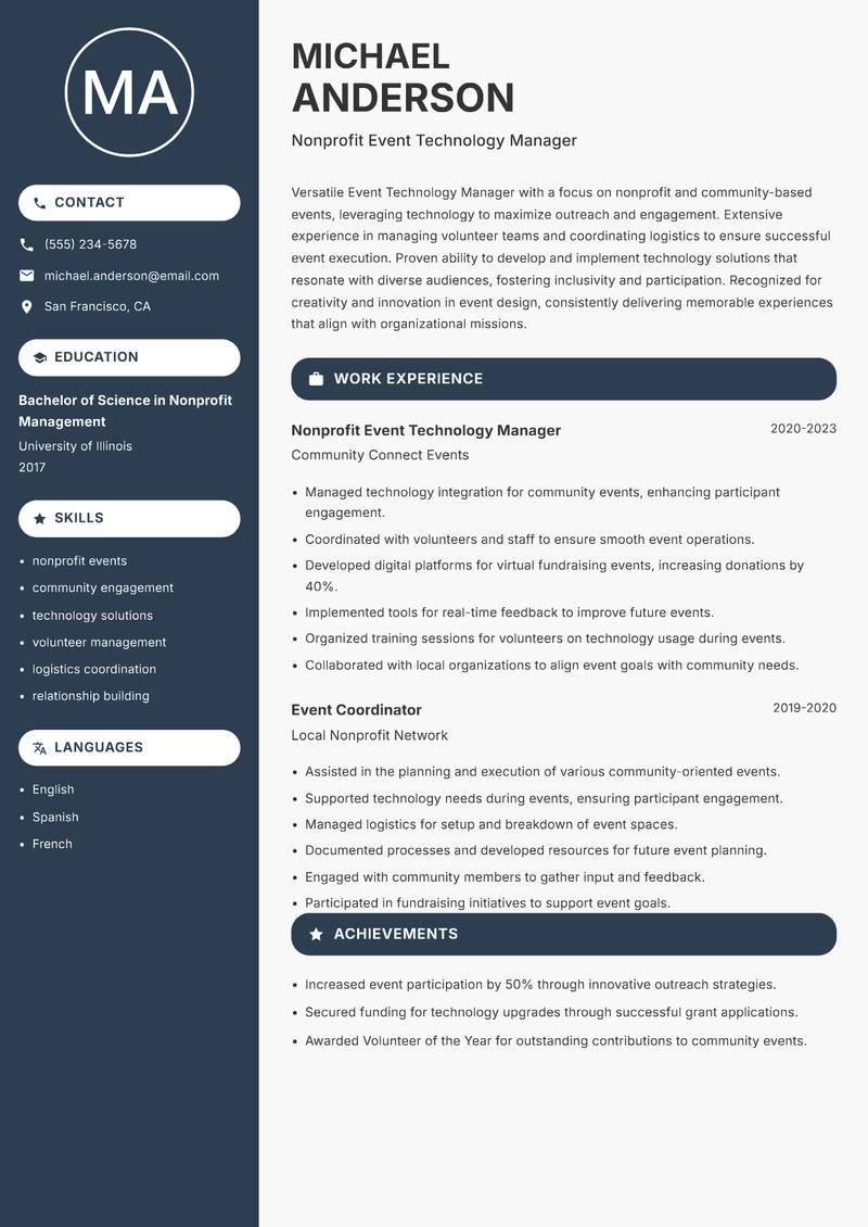 Event Technology Manager resume template — Compact