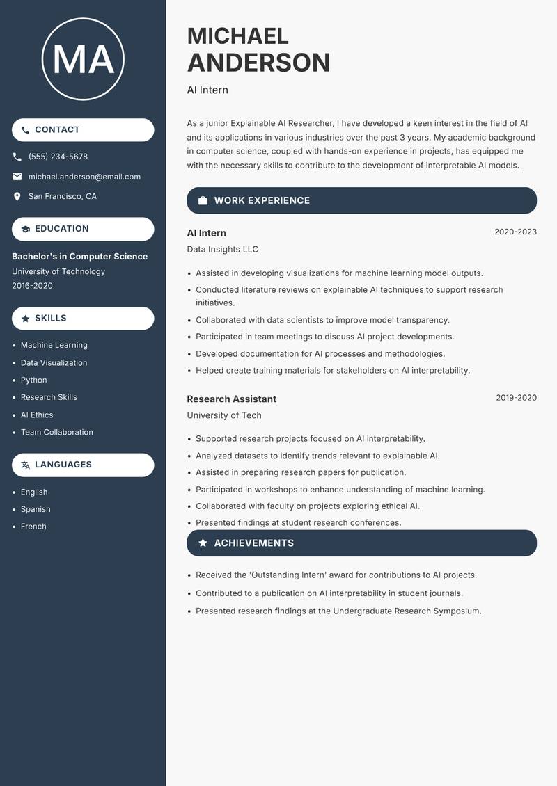 Explainable AI Researcher resume template — Compact