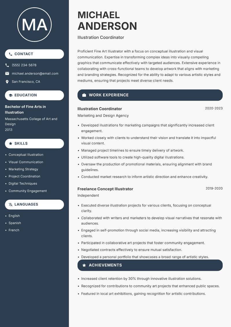 Fine Art Illustrator resume template — Compact