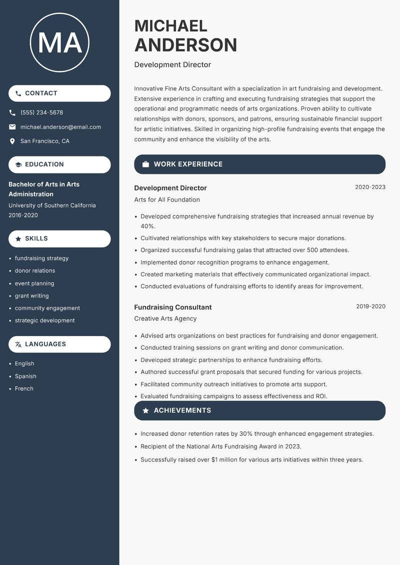 Fine Arts Consultant resume template — Compact