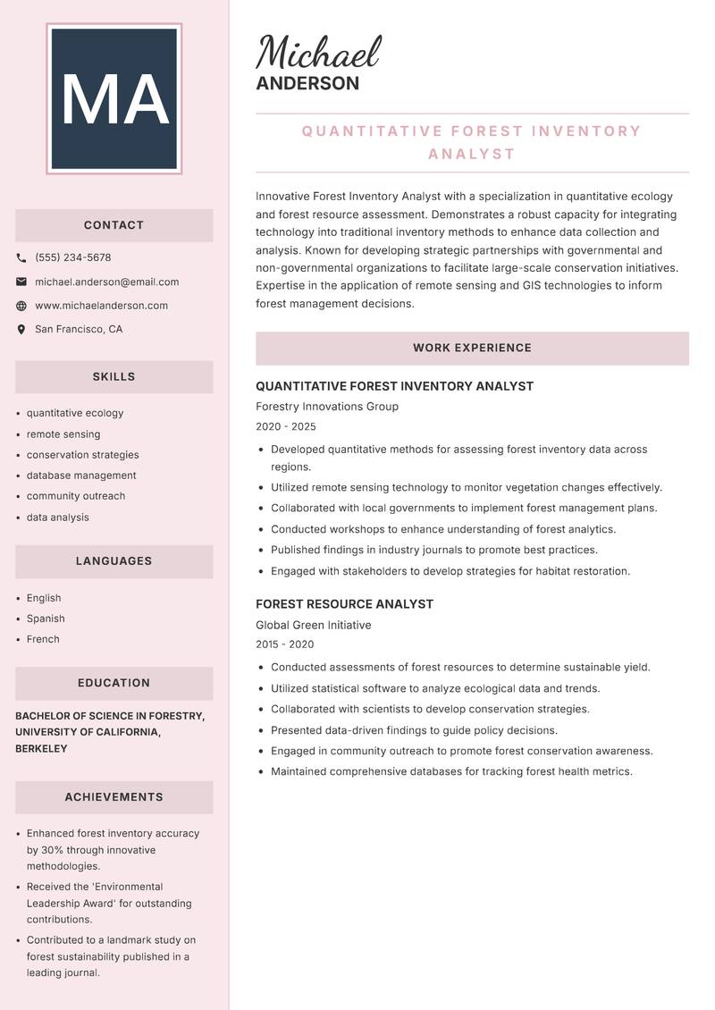 Forest Inventory Analyst resume template — Executive