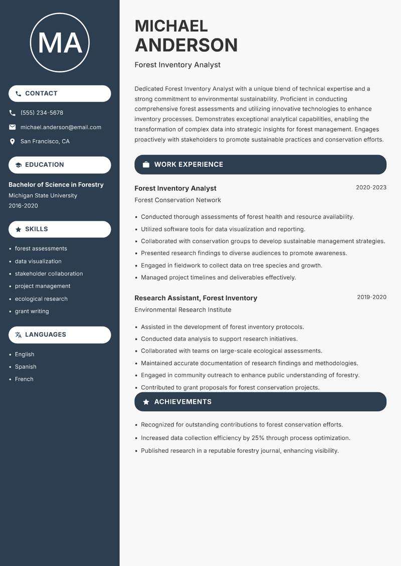 Forest Inventory Analyst resume template — Compact