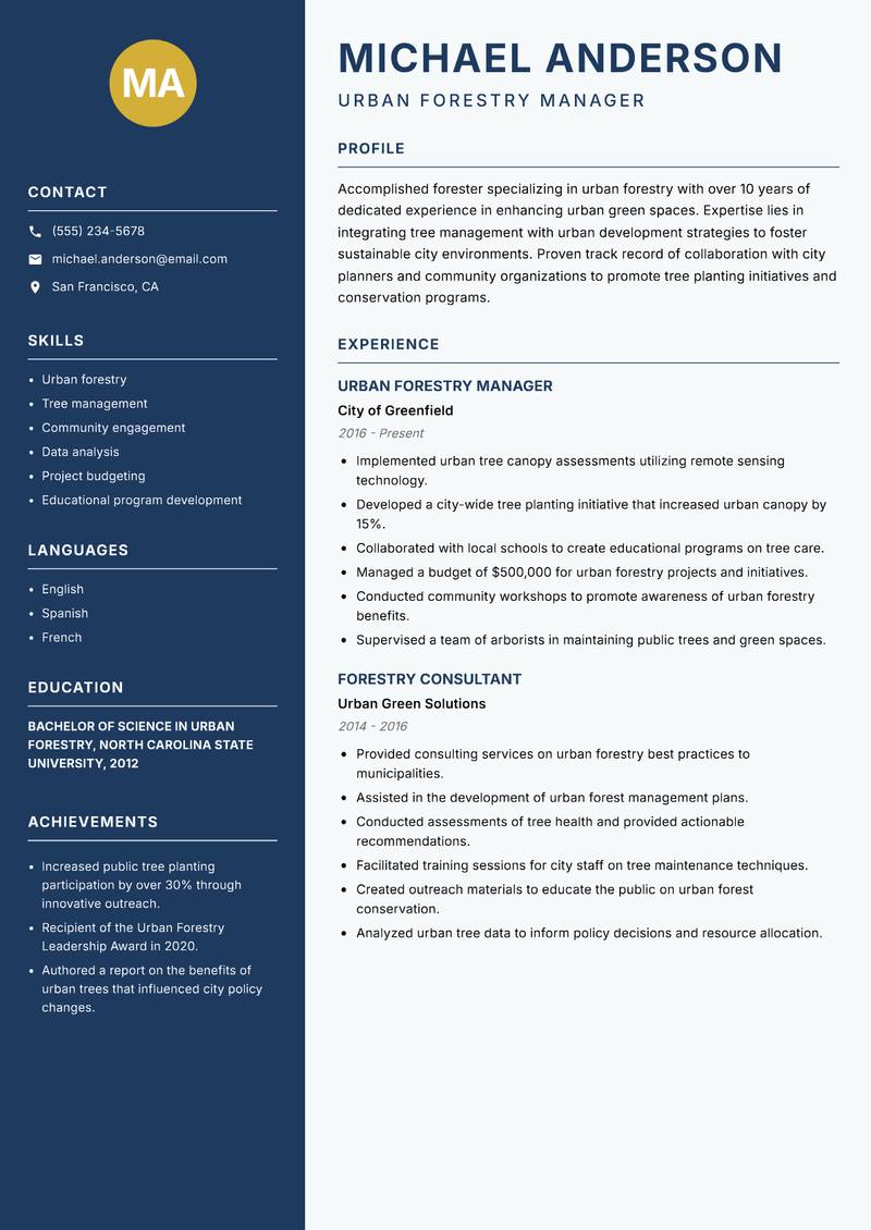 Forester resume template — Classic Clean