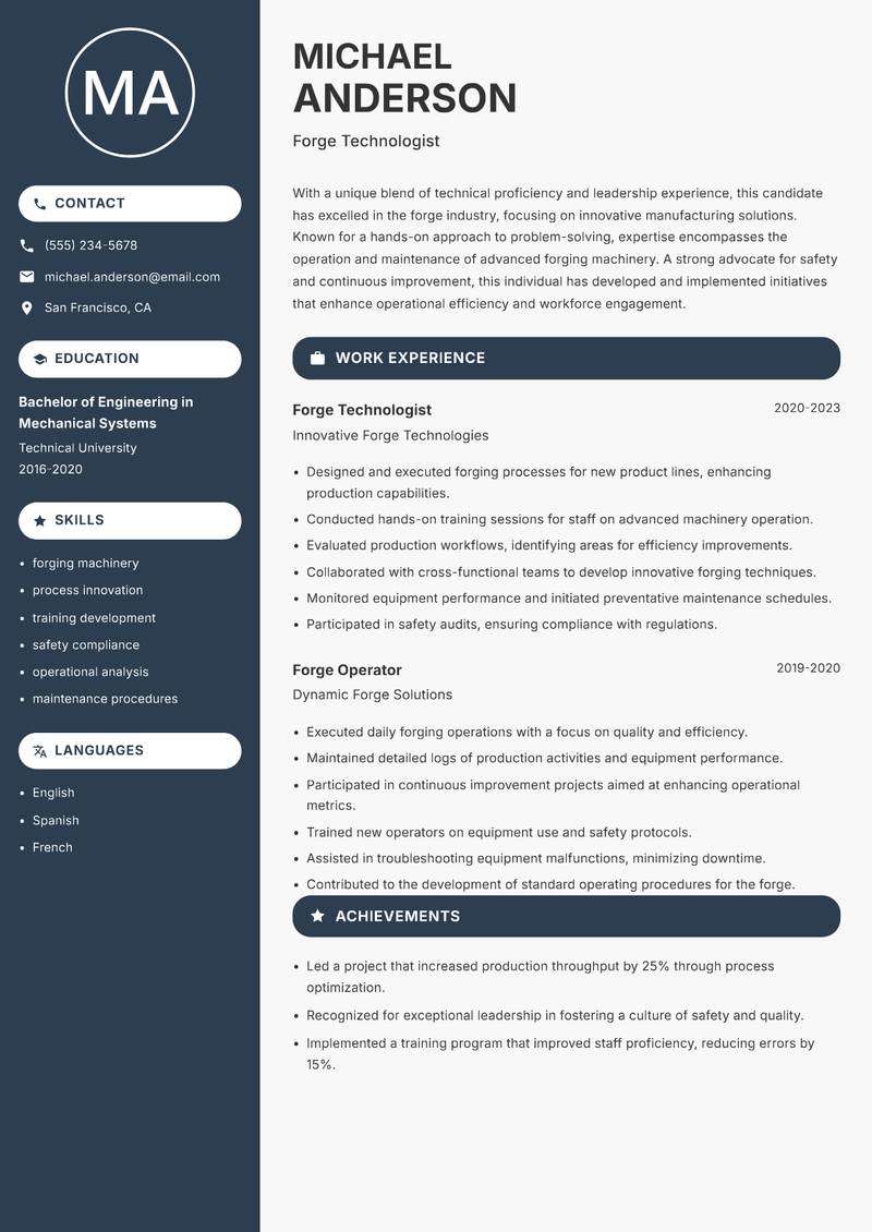 Forge Worker resume template — Compact