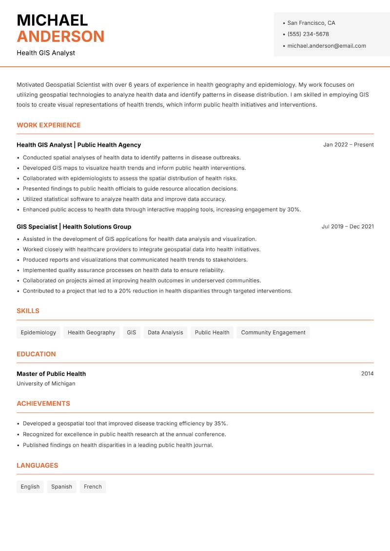 Geospatial Scientist resume template — Modern Professional
