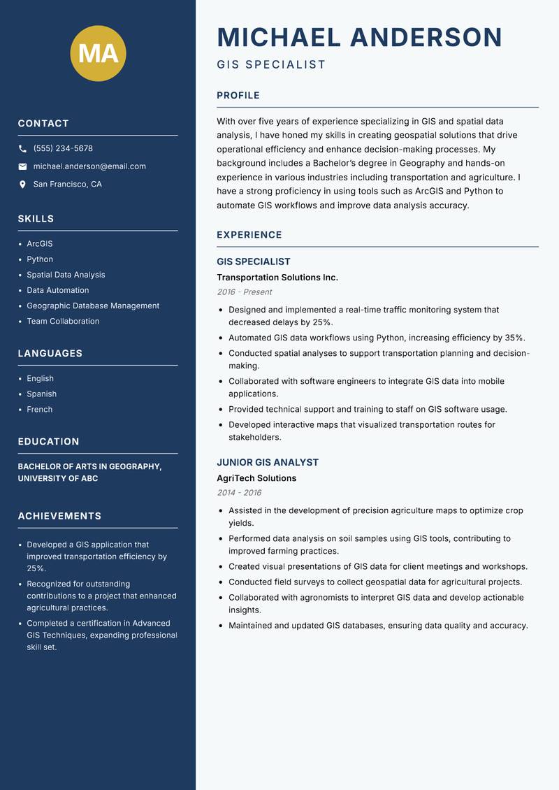 GIS Scientist resume template — Classic Clean