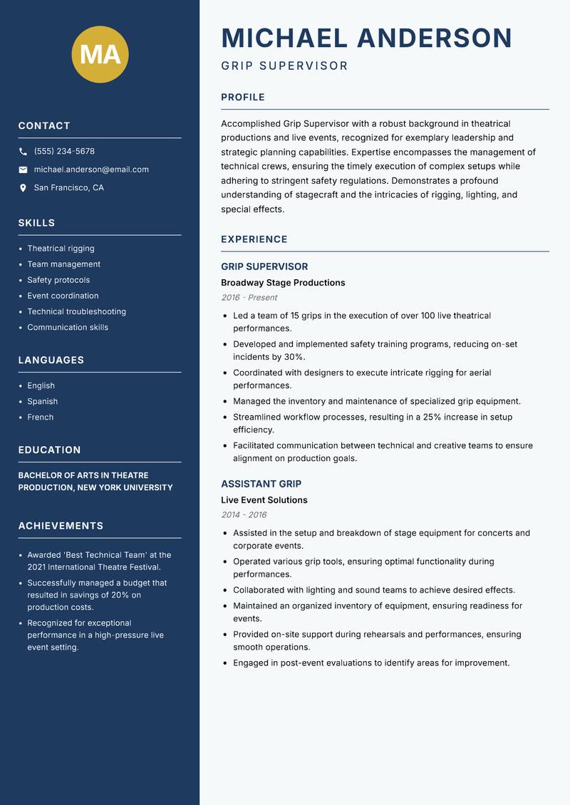 Grip resume template — Classic Clean