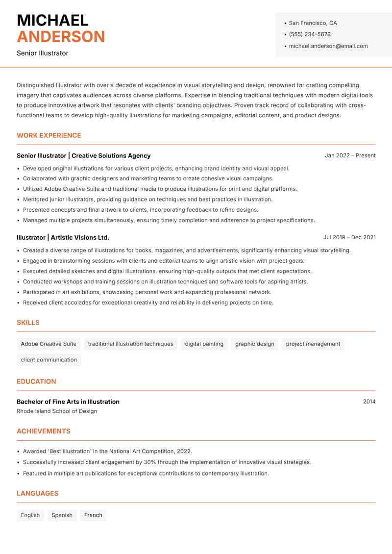 Illustrator resume template — Modern Professional