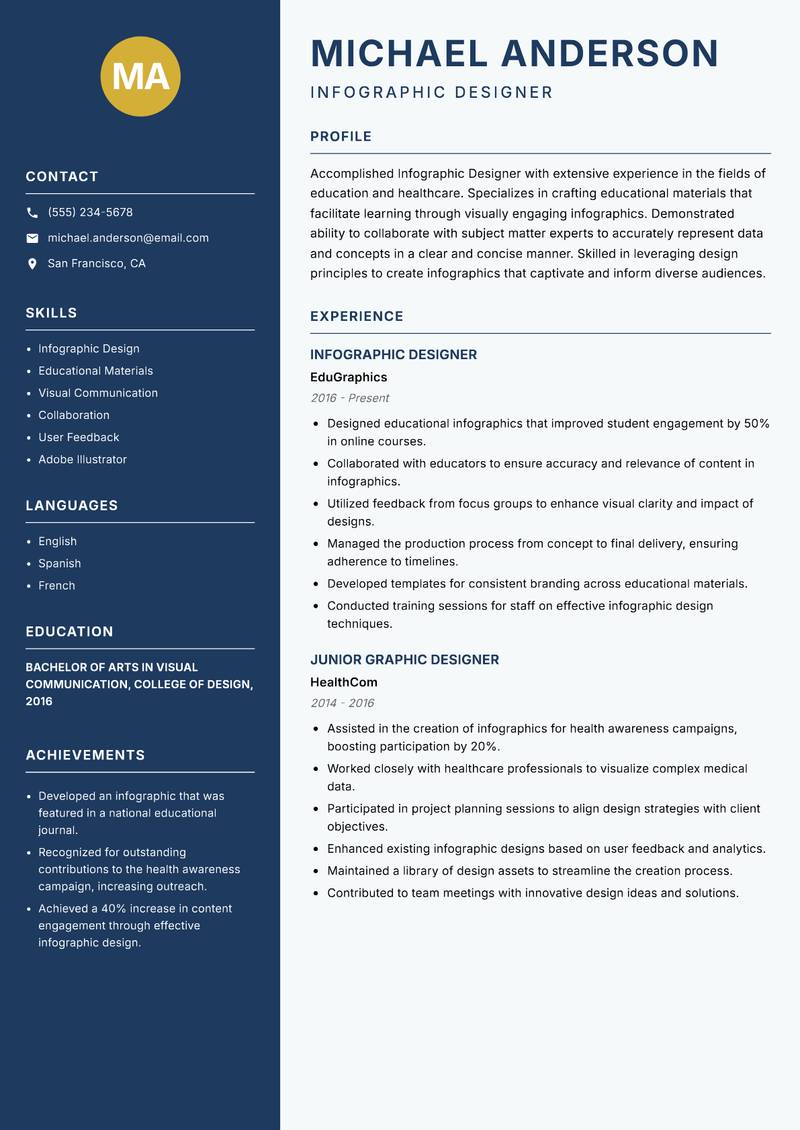 Infographic Designer resume template — Classic Clean