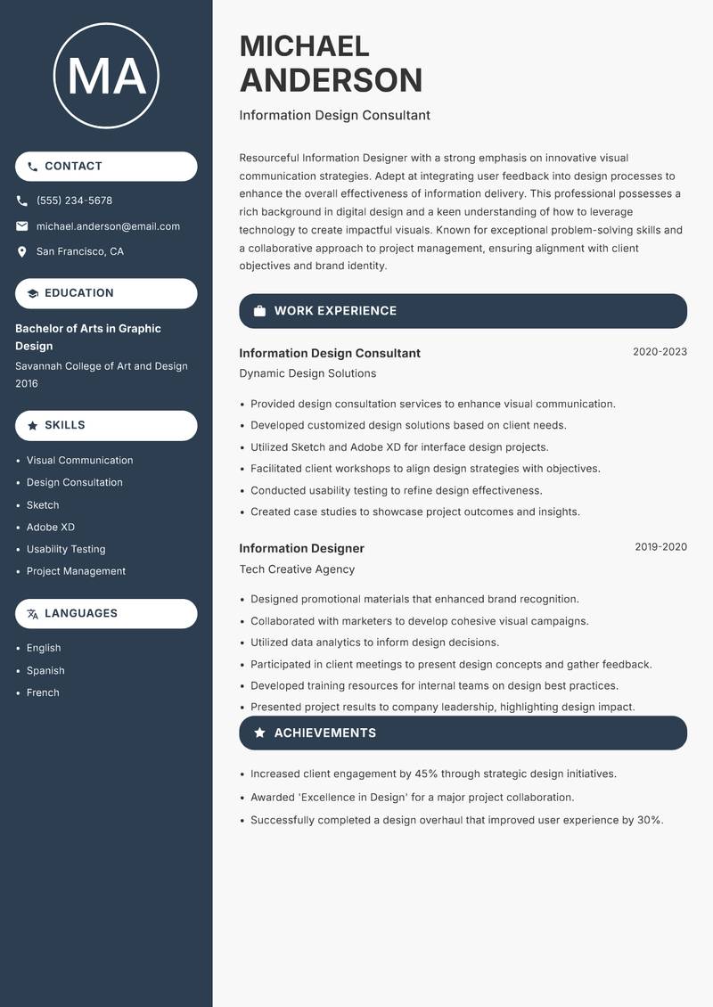 Information Designer resume template — Compact
