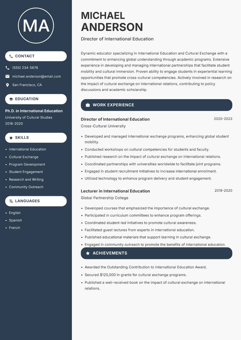 International Studies Professor resume template — Compact