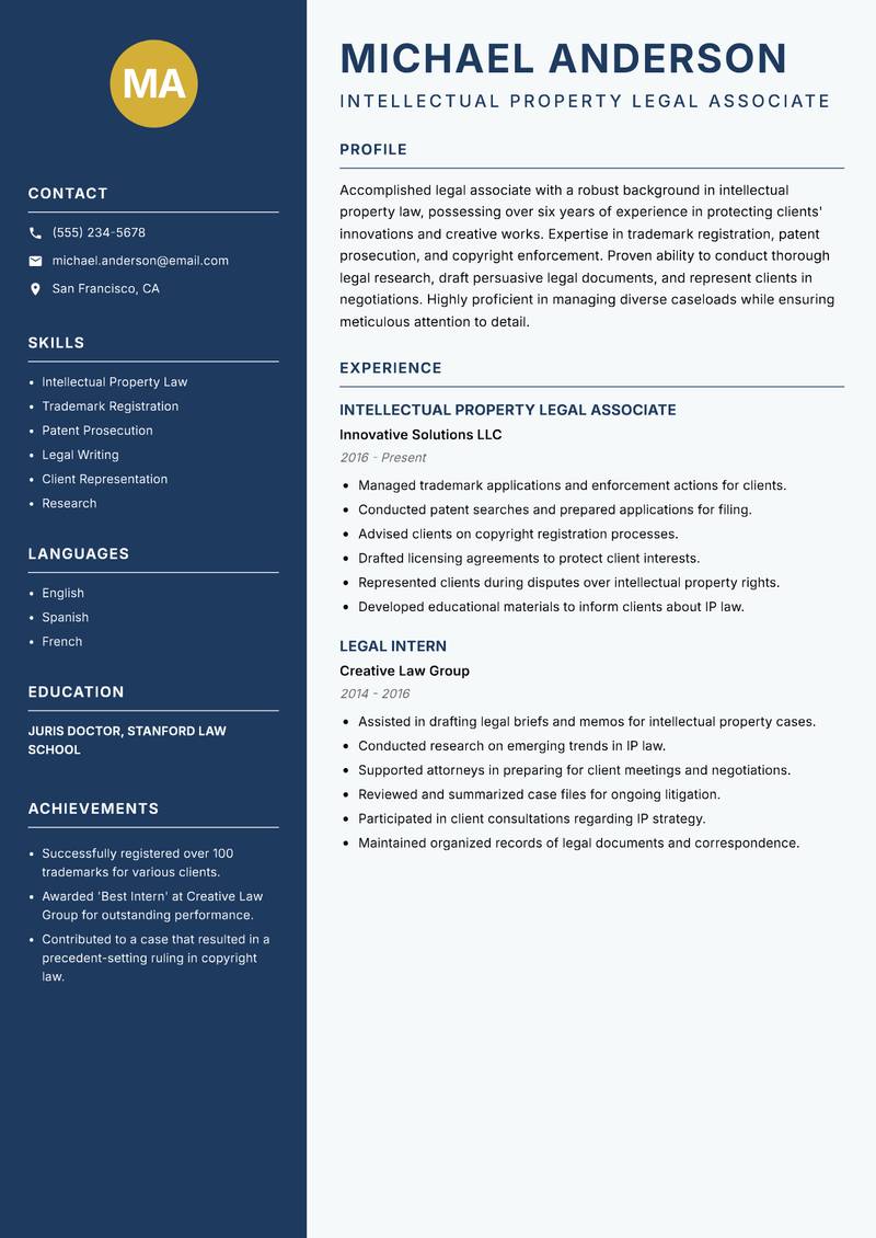 Legal Associate resume template — Classic Clean