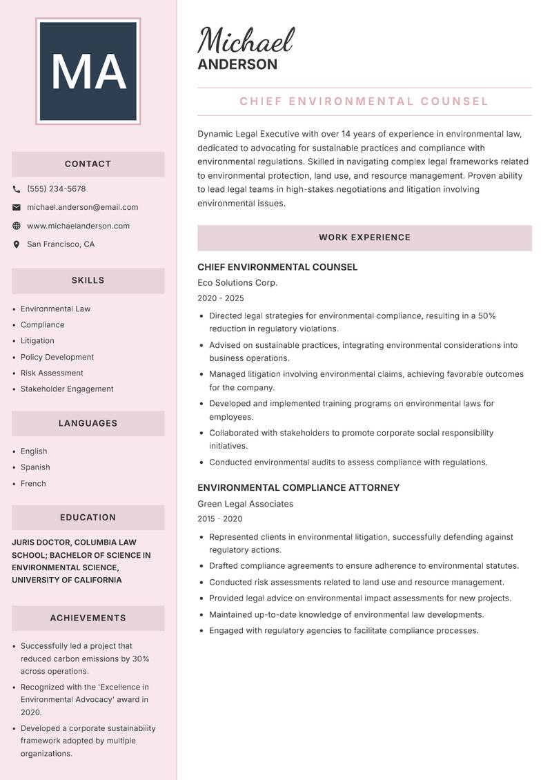Legal Executive resume template — Executive