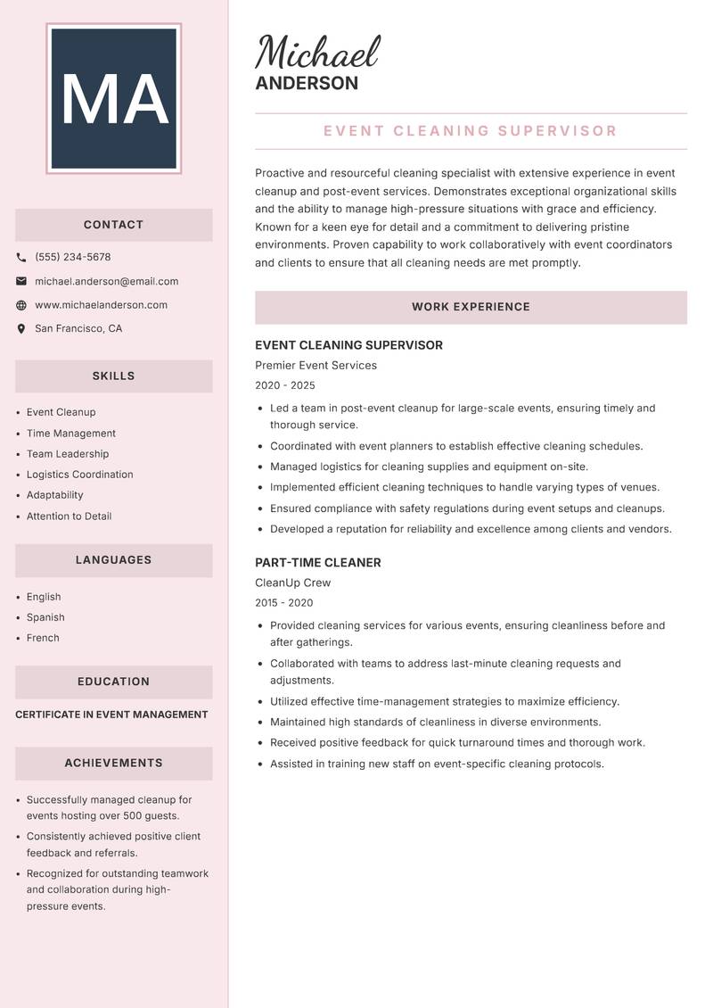 Maid resume template — Executive