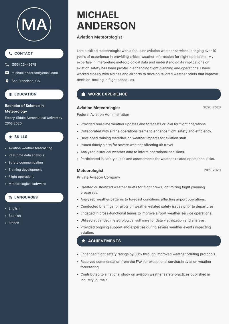Meteorologist resume template — Compact
