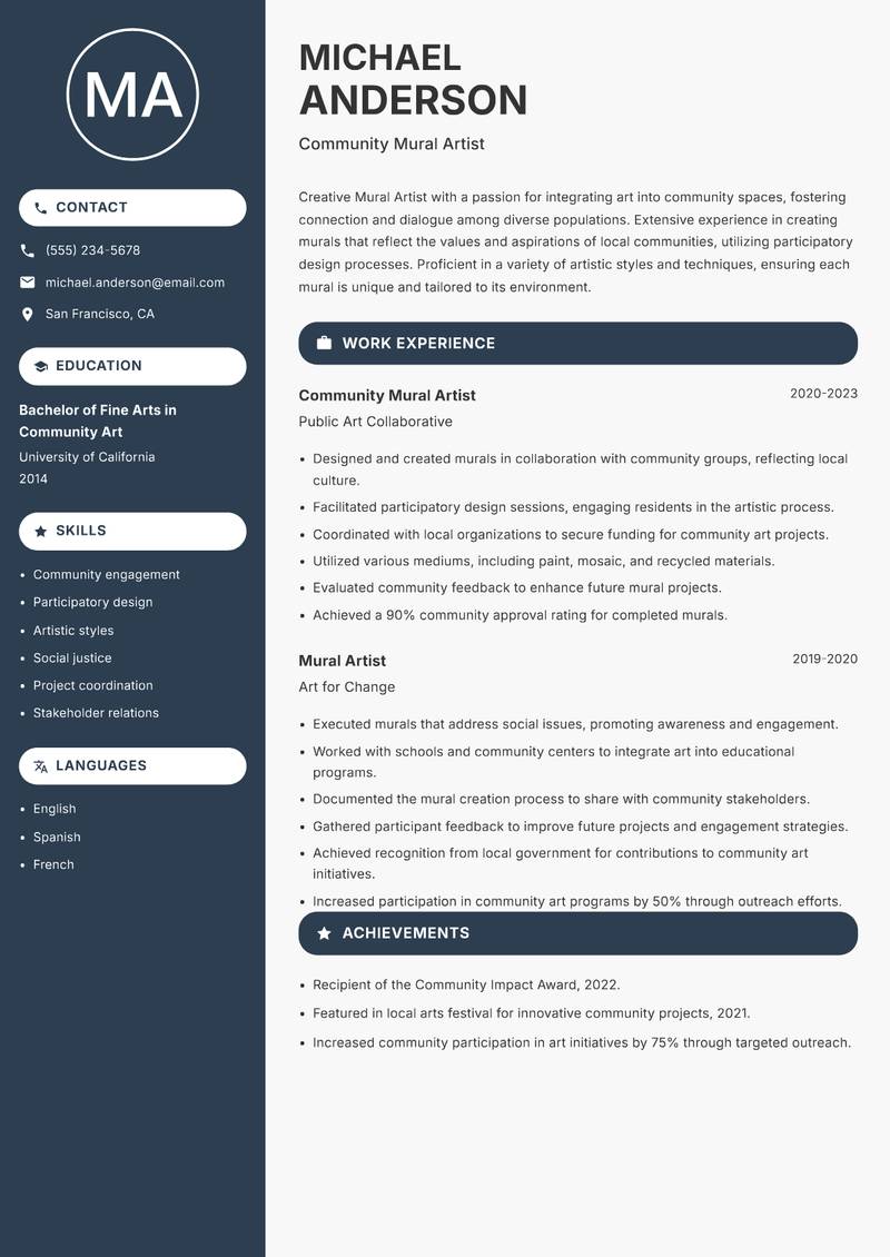 Mural Artist resume template — Compact