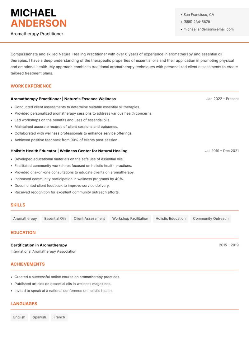 Natural Healing Practitioner resume template — Modern Professional